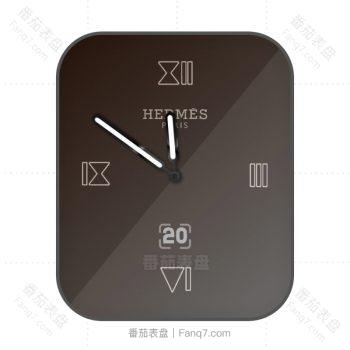 爱马仕Hermes棕灰渐变双拼简约表盘.clock