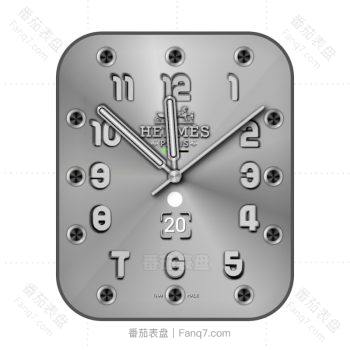 爱马仕Hermes银色光面简约表盘.clock