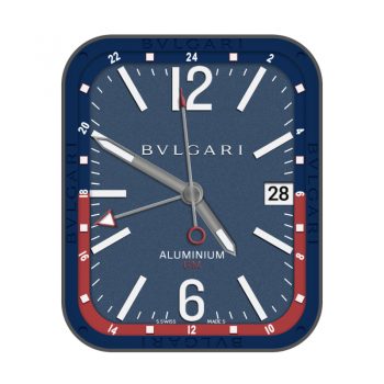 BVLGARI宝格丽牛仔蓝条纹红简约表盘.clock