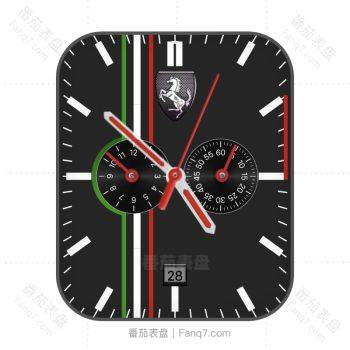 Ferrari法拉利红绿条纹黑底表盘.clock