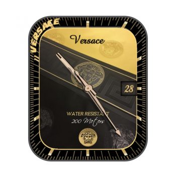 范思哲Versace高级黑拼接黄条纹表盘.clock