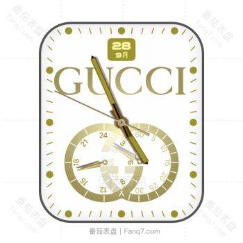 古驰gucci白底黄色logo简约表盘.clock