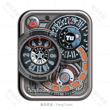 Harry Winston海瑞温斯顿黑色条纹三盘.clock