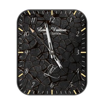 LOUIS VUITTON路易斯威登黑色皮质纹裂表盘.clock