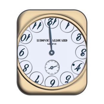 LudovicBallouard翻转系列，外盘为小时，正常的数字为目前时间，大指针为分针.clock