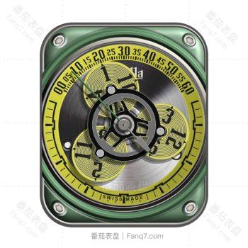 Gorilla大猩猩手表绿色外圈黄色光盘三盘.clock