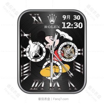 ROLEX劳力士米奇黑酷陀飞轮三盘格调表盘.clock