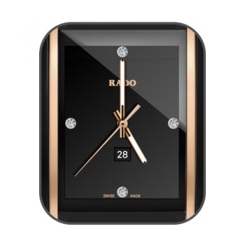 RADO雷达黑边黄金条镶钻表盘.clock