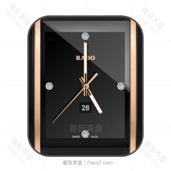 RADO雷达黑边黄金条镶钻表盘.clock