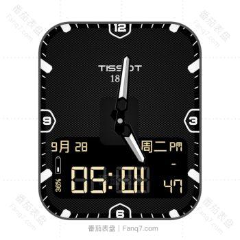 TISSOT天梭黑色小蜂窝表盘.clock