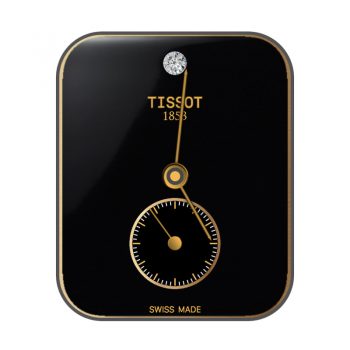 TISSOT天梭亮黑金边镶钻极简表盘.clock