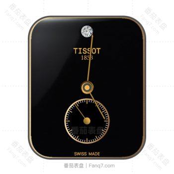 TISSOT天梭亮黑金边镶钻极简表盘.clock