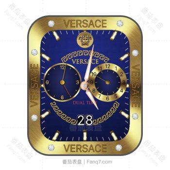 范思哲Versace黄金遍蓝色内圈机械表盘.clock