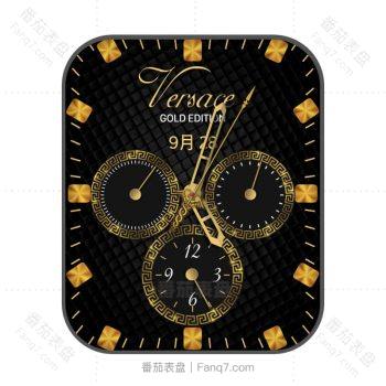 范思哲Versace黑色玫瑰金刻度表盘.clock