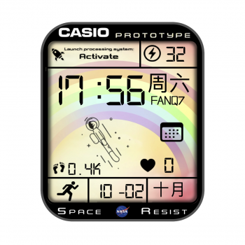 卡西欧casio NASA彩虹太空人动态表盘.clock