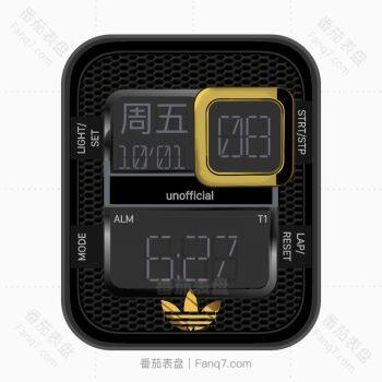 阿迪达斯Adidas黑色蜂窝复古表盘.clock
