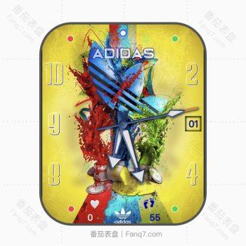 阿迪达斯Adidas黄底红蓝涂鸦表盘.clock