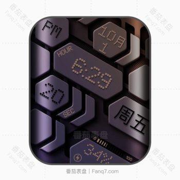 Dimensional魅惑紫菱形方隔个性无指针表盘.clock