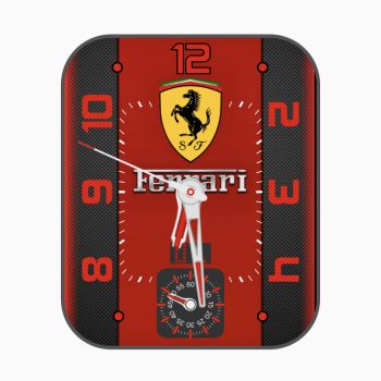 Ferrari法拉利黑色蜂窝红底logo表盘.clock