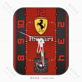 Ferrari法拉利黑色蜂窝红底logo表盘.clock