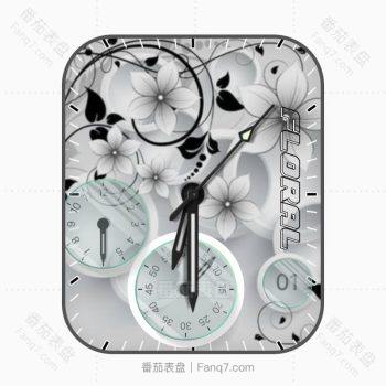Floral黑白花朵冷淡表盘.clock