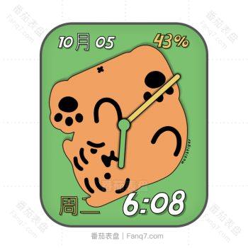 muziktiger小老虎伸展虎绿色背景动态表盘.clock