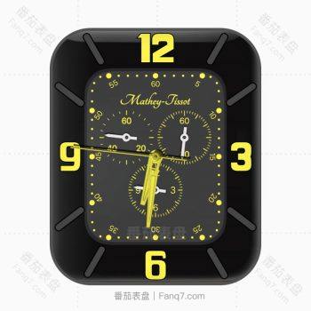 TISSOT天梭黑色底黄色刻度表盘.clock