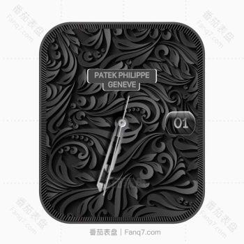 百达翡丽PATEK PHILIPPE黑色浮雕藤蔓表盘.clock