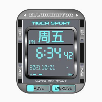 TigerSportIlluminato光面灰蓝卡西欧风格表盘.clcock