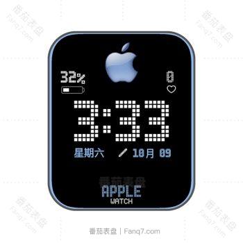 apple苹果蓝色文字黑底简约表盘.clock
