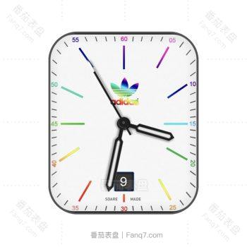 阿迪达斯Adidas白底彩色刻度表盘.clock