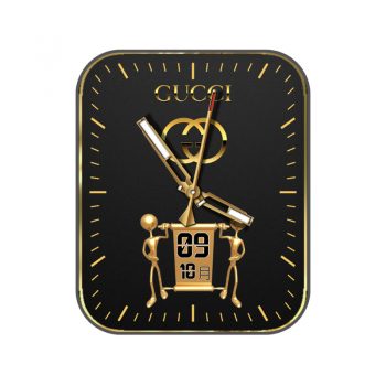 GUCCI古驰黑色金色奖杯人物指针表盘.clock