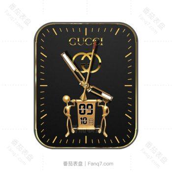GUCCI古驰黑色金色奖杯人物指针表盘.clock