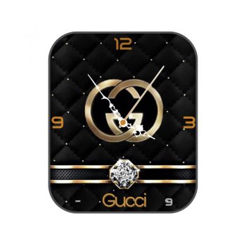GUCCI古驰黑色镶钻皮质表盘.clock