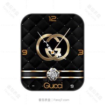 GUCCI古驰黑色镶钻皮质表盘.clock