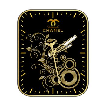香奈儿CHANEL黑色玫瑰金花边表盘.clock