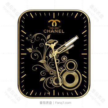 香奈儿CHANEL黑色玫瑰金花边表盘.clock