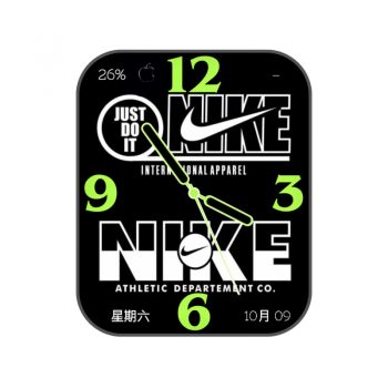 Just doit耐克nike黑绿logo表盘.clock