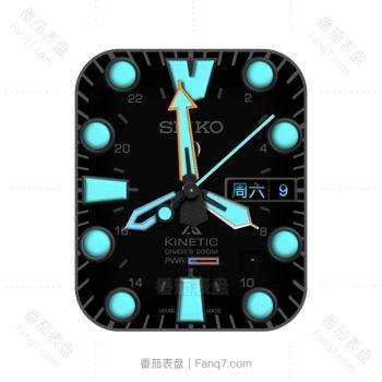SEIKO荧光蓝黑底表盘.clock