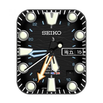 SEIKO嫩黄刻度黑底表盘.clock