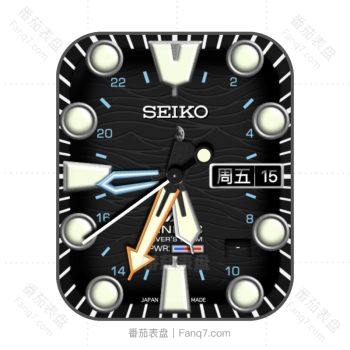 SEIKO嫩黄刻度黑底表盘.clock