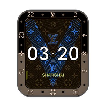 LOUIS VUITTON路易斯威登棕蓝色logo印花表盘.clock
