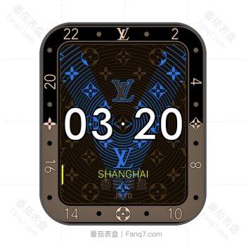 LOUIS VUITTON路易斯威登棕蓝色logo印花表盘.clock