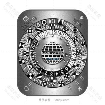 LOUIS VUITTON路易斯威登银黑小方块圆形简约表盘.clock