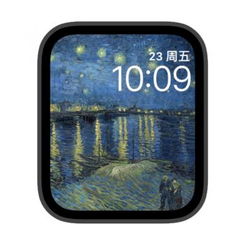 罗纳河的星夜梵高油画苹果iwatch壁纸表盘.watchface