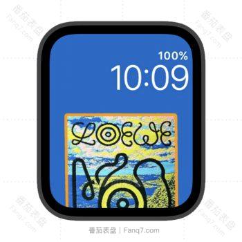 LOEWE罗意威蓝底线绒山海图景苹果iwatch壁纸表盘.watchface