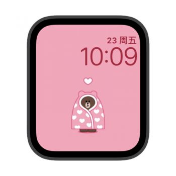 line friend粉粉爱心布朗熊苹果iwatch壁纸表盘.watchface