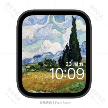 麦田与柏树梵高油画苹果iwatch壁纸表盘.watchface