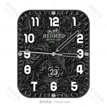爱马仕Hermes黑色羽毛浮雕表盘.clock