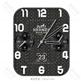 爱马仕Hermes黑色草编方格表盘.clock